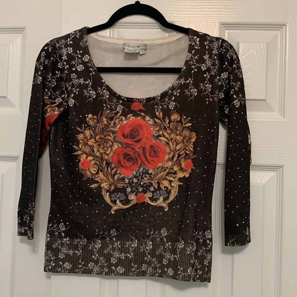 Alberto makali top sweater fabric with printing on front and back